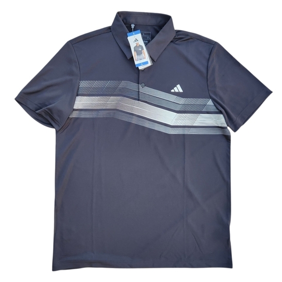 adidas Other - NWT Adidas Men Black Polo Shirt with Classic Logo and Stripes Size L Regular Fit